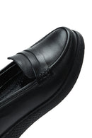Woman Siyah Leather Comfort Loafer | Derimod
