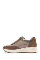 Women's Mink Lace-Up Wedge Heel Leather Sneaker | Derimod