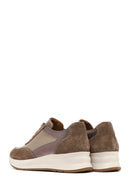Women's Mink Lace-Up Wedge Heel Leather Sneaker | Derimod