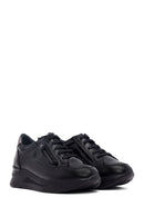 Women's Black Lace-Up Thick-Soled Leather Sneaker | Derimod