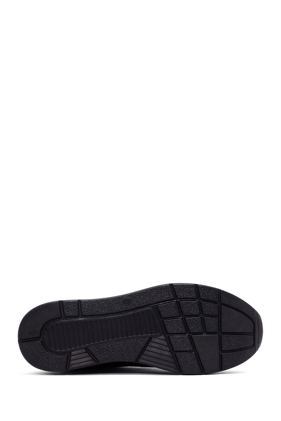 Women's Black Lace-Up Thick-Soled Leather Sneaker