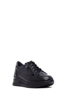 Women's Black Lace-Up Thick-Soled Leather Sneaker | Derimod