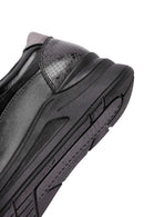 Women's Black Lace-Up Thick-Soled Leather Sneaker | Derimod