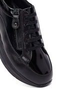 Women's Black Lace-Up Thick-Soled Leather Sneaker | Derimod