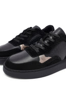 Woman Black Laced Leather Sneakers | Derimod
