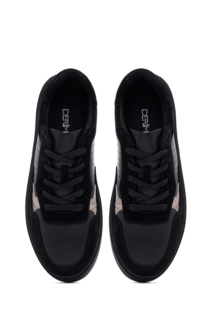 Woman Black Laced Leather Sneakers