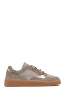 Women's Taupe Lace-Up Leather Sneaker | Derimod