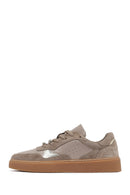 Women's Taupe Lace-Up Leather Sneaker | Derimod