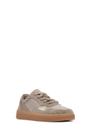Women's Taupe Lace-Up Leather Sneaker | Derimod