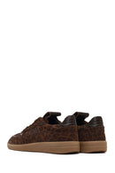 Kadın Kahverengi Bağcıklı Leopar Desenli Süet Deri Sneaker | Derimod