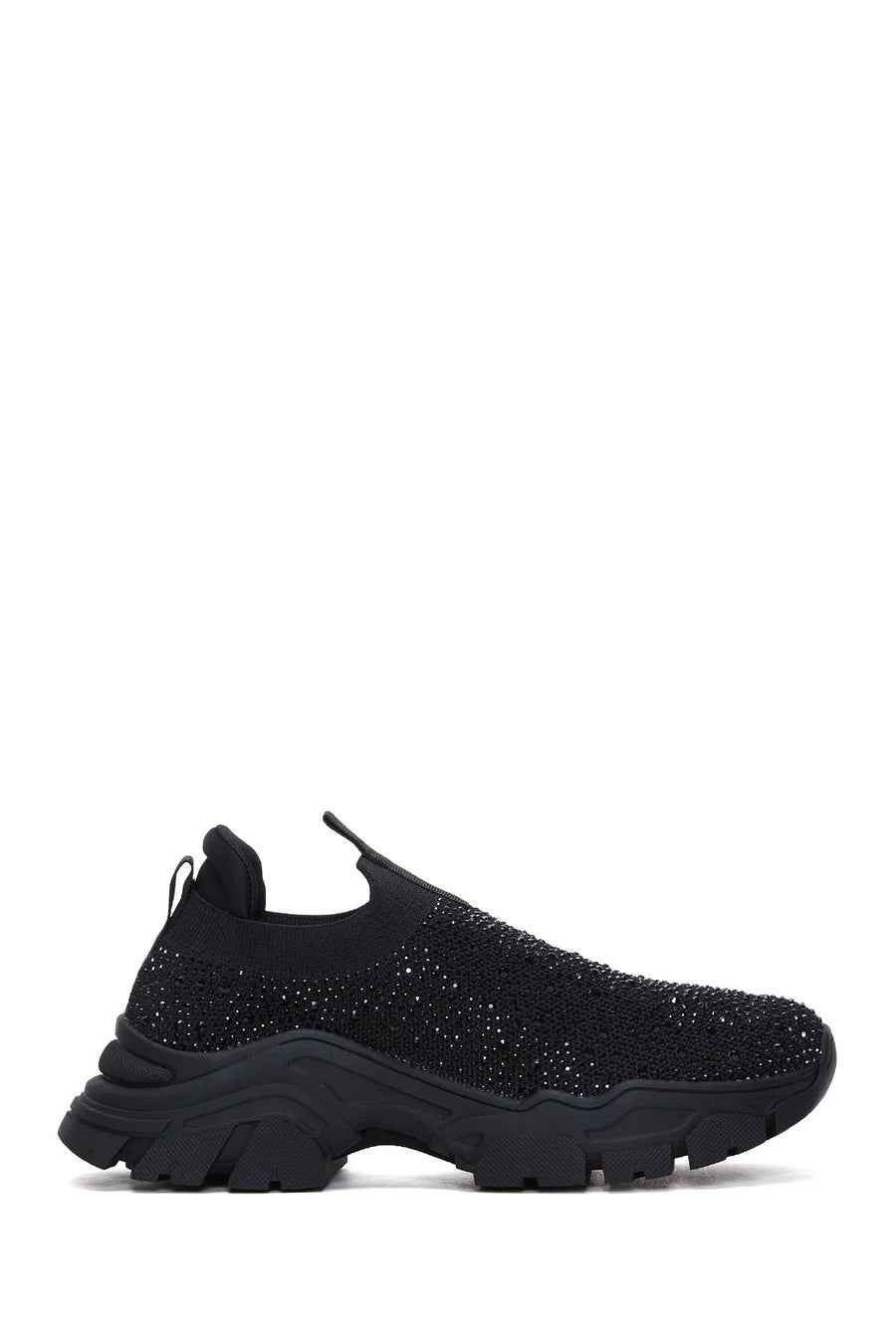 Derimod Zero Women's Black Thick-Soled Jeweled Fabric Sneaker 25AFD43016F | Derimod