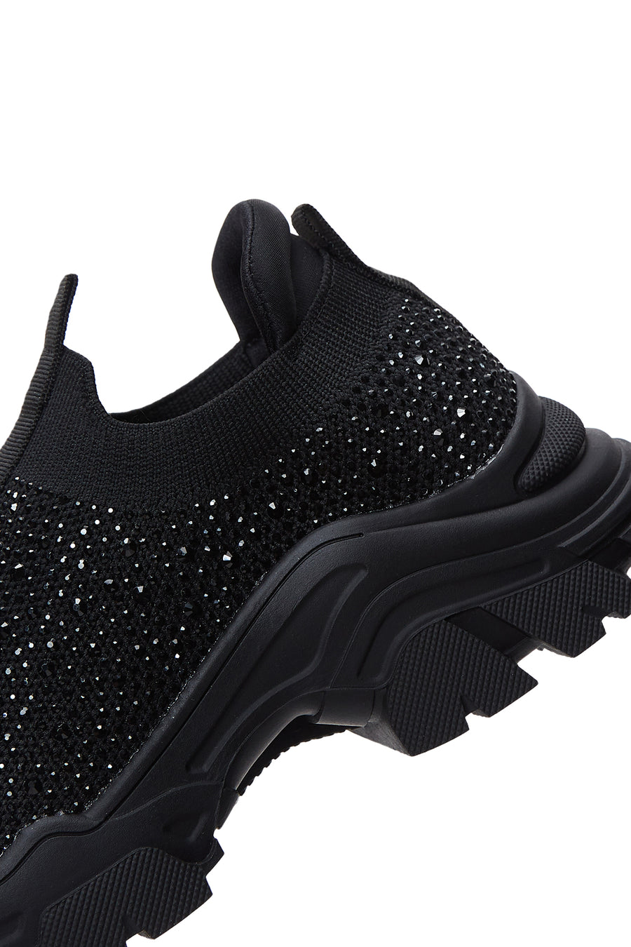 Derimod Zero Women's Black Thick-Soled Jeweled Fabric Sneaker
