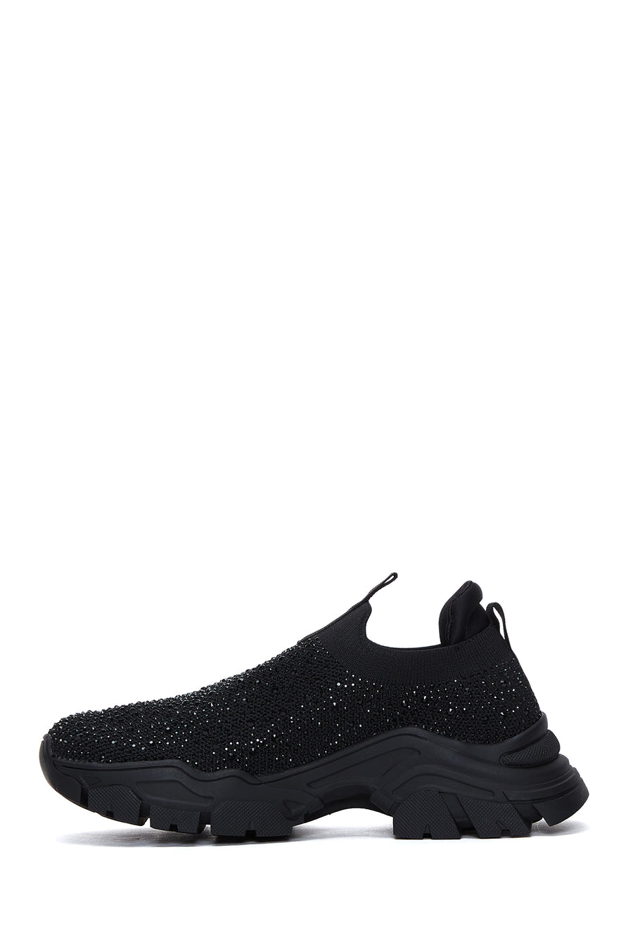 Derimod Zero Women's Black Thick-Soled Jeweled Fabric Sneaker