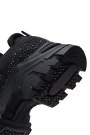 Derimod Zero Women's Black Thick-Soled Jeweled Fabric Sneaker | Derimod