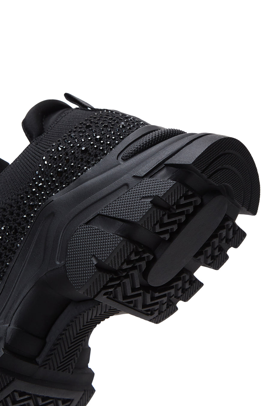 Derimod Zero Women's Black Thick-Soled Jeweled Fabric Sneaker