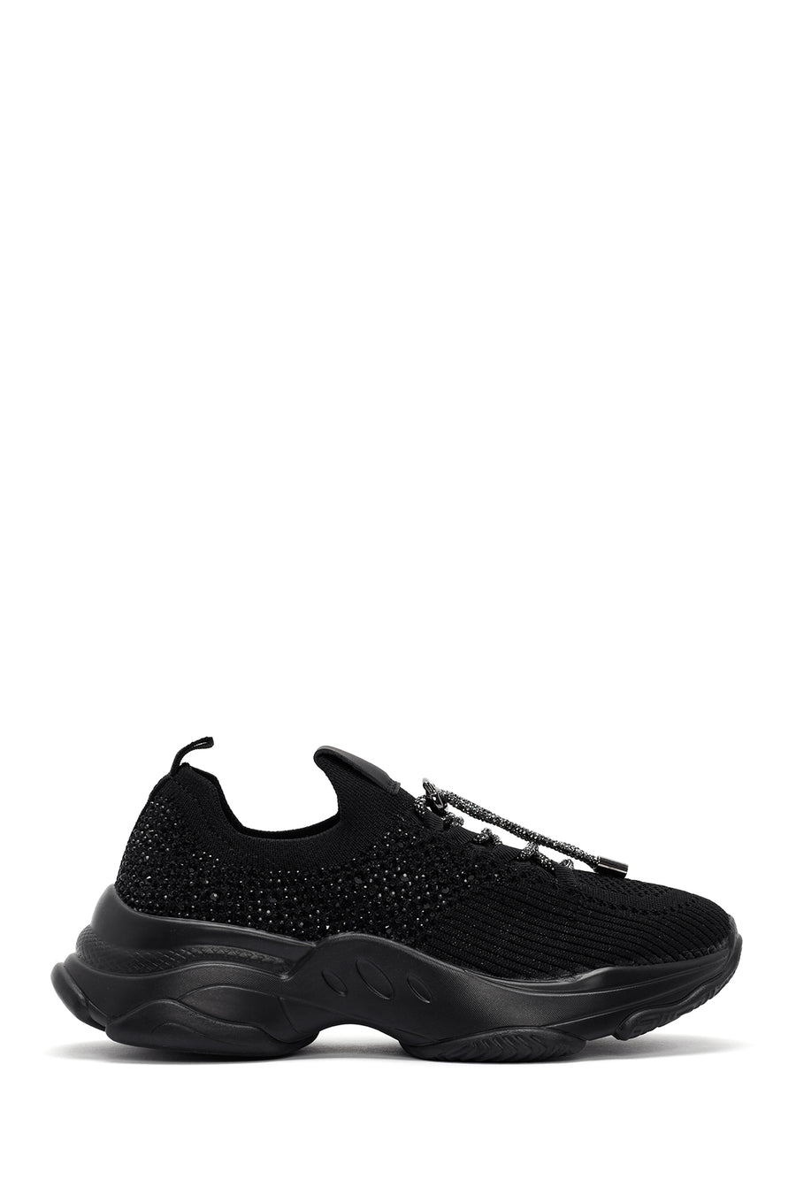 Derimod Zero Women's Black Lace-Up Stone Detailed Fabric Sneaker 25AFD43026F | Derimod