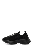 Derimod Zero Women's Black Lace-Up Stone Detailed Fabric Sneaker | Derimod
