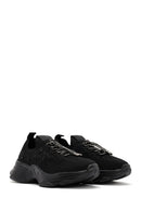 Derimod Zero Women's Black Lace-Up Stone Detailed Fabric Sneaker | Derimod