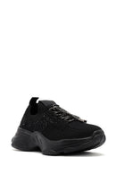 Derimod Zero Women's Black Lace-Up Stone Detailed Fabric Sneaker | Derimod