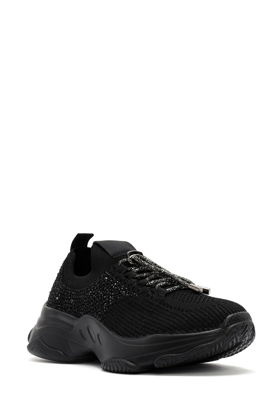 Derimod Zero Women's Black Lace-Up Stone Detailed Fabric Sneaker