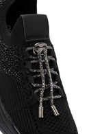 Derimod Zero Women's Black Lace-Up Stone Detailed Fabric Sneaker | Derimod