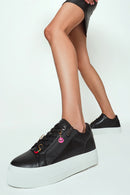 Women's Black Lace-Up Thick-Soled Sneaker | Derimod
