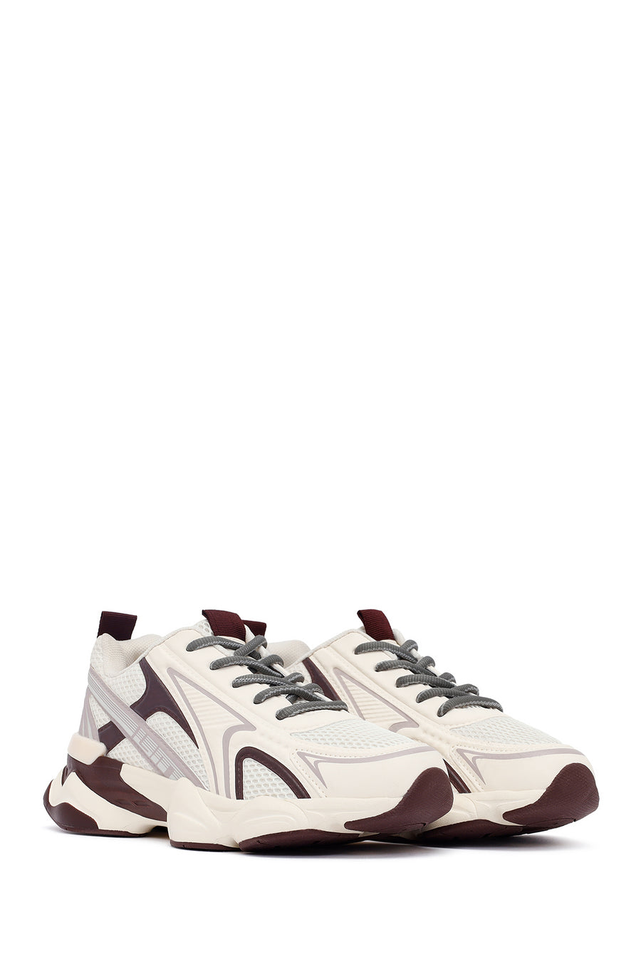 Kadın Bordo Bağcıklı Kalın Tabanlı Sneaker