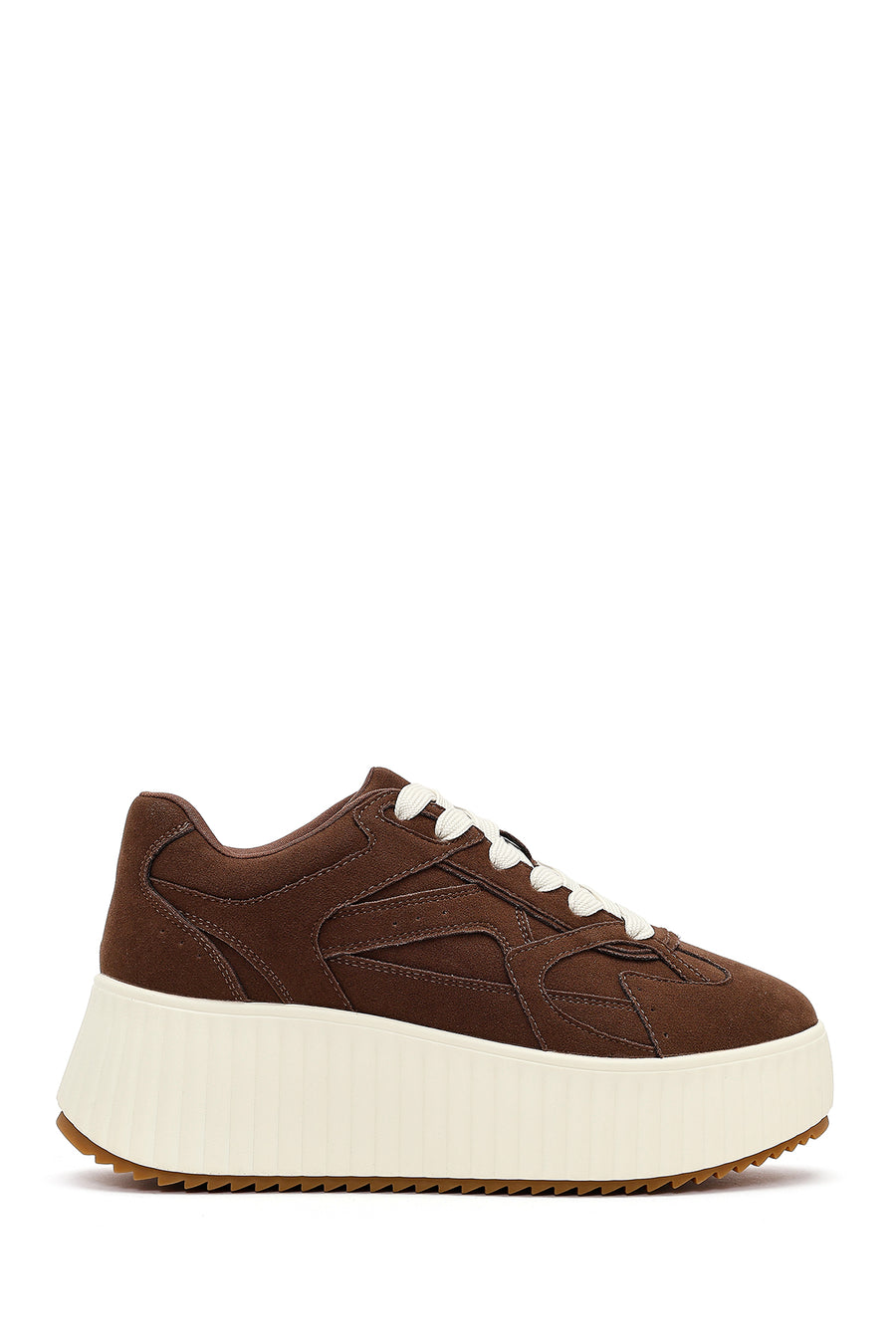 Women's Brown Lace-Up Thick-Soled Suede Sneaker 25AFD431310 | Derimod