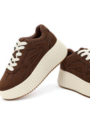 Women's Brown Lace-Up Thick-Soled Suede Sneaker | Derimod