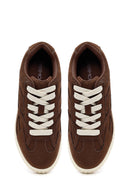 Women's Brown Lace-Up Thick-Soled Suede Sneaker | Derimod
