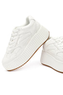 Kadın Beyaz Kalın Tabanlı Bağcıklı Sneaker | Derimod