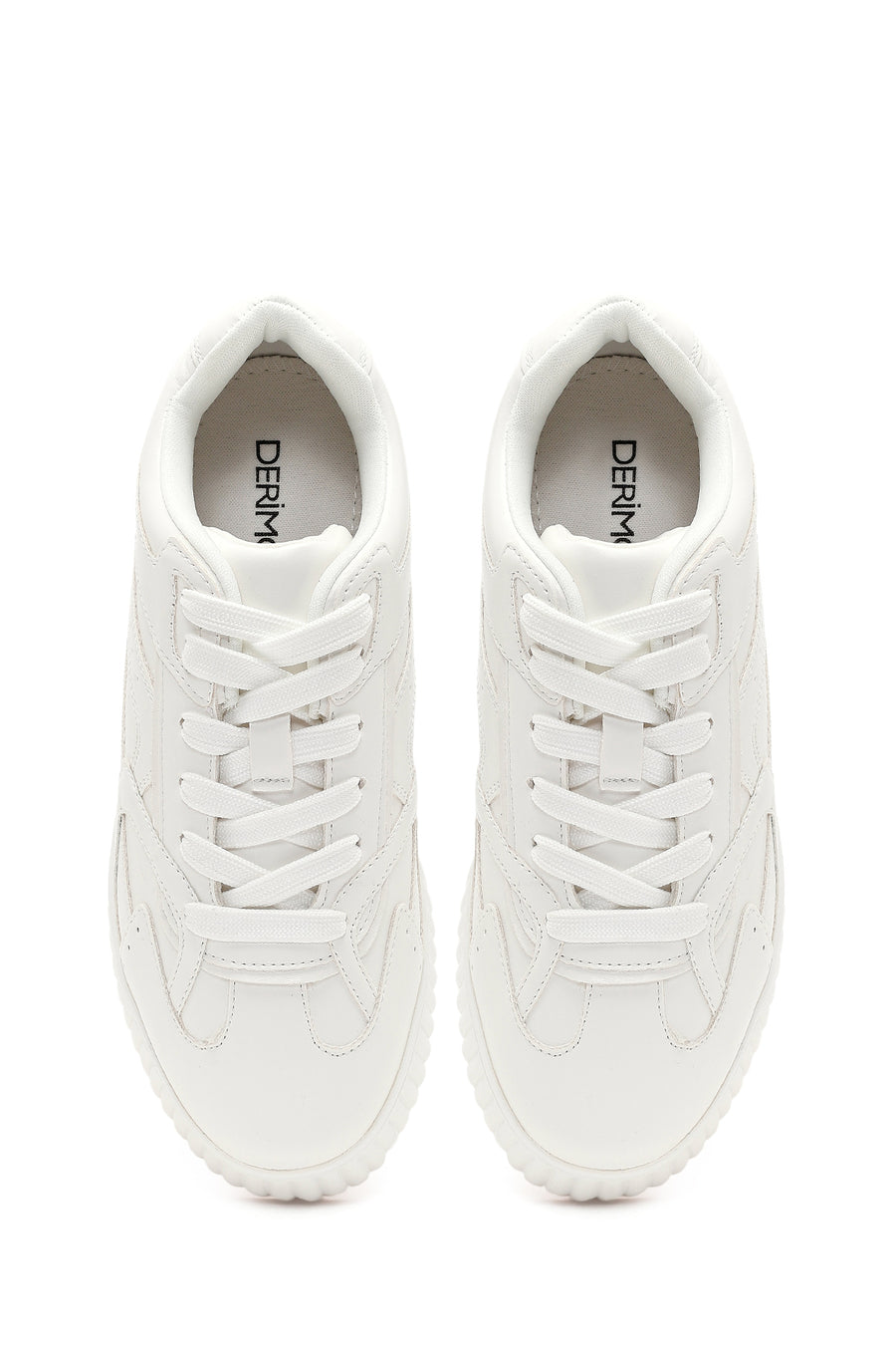Kadın Beyaz Kalın Tabanlı Bağcıklı Sneaker