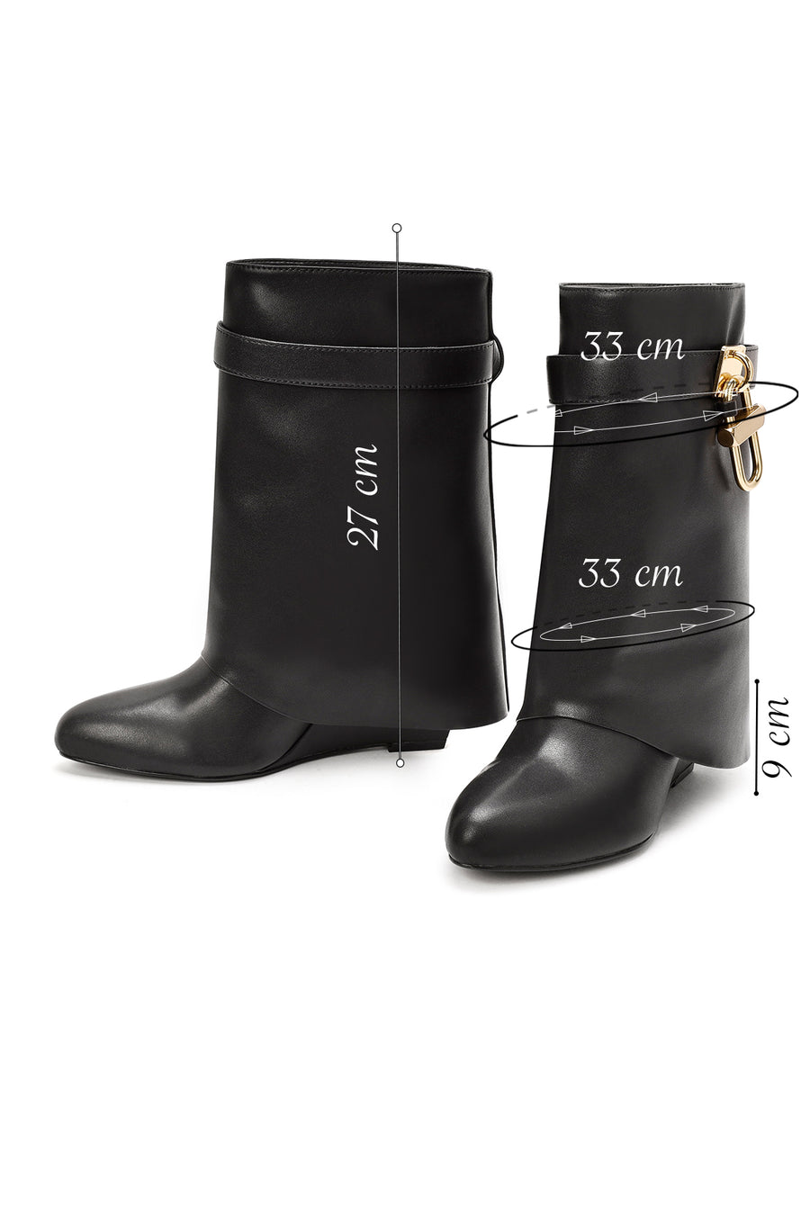 Women's Black Wedge Heel Boots