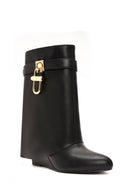 Women's Black Wedge Heel Boots | Derimod