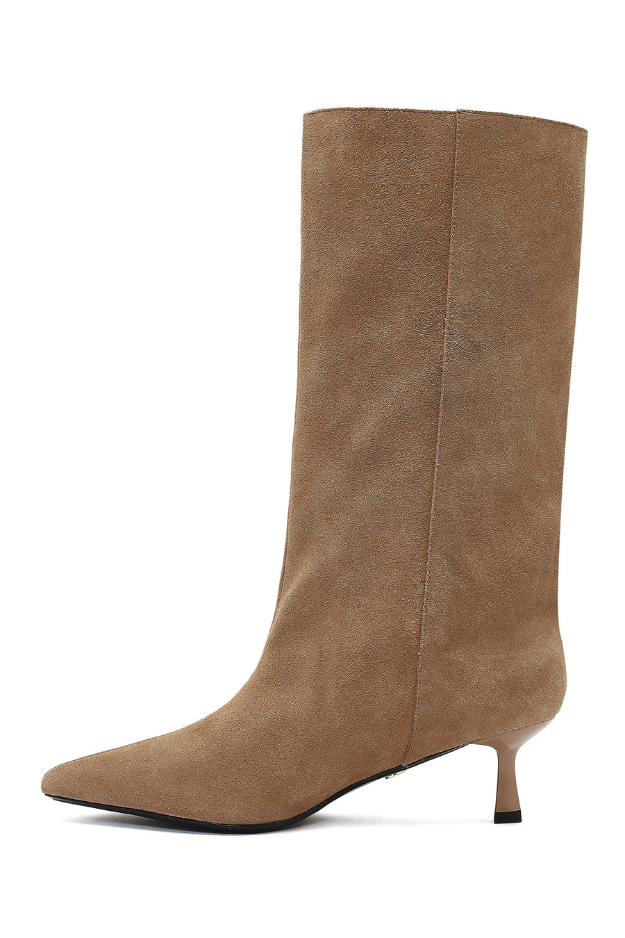 Women's Beige Thin Heeled Suede Leather Boot