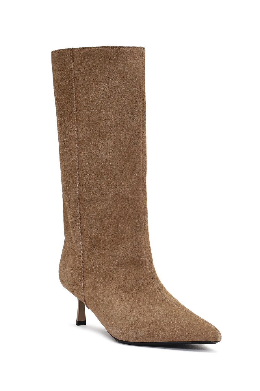 Women's Beige Thin Heeled Suede Leather Boot