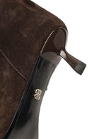 Women's Brown Thin Heeled Suede Leather Boot | Derimod