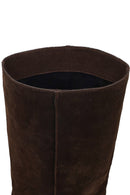 Women's Brown Thin Heeled Suede Leather Boot | Derimod