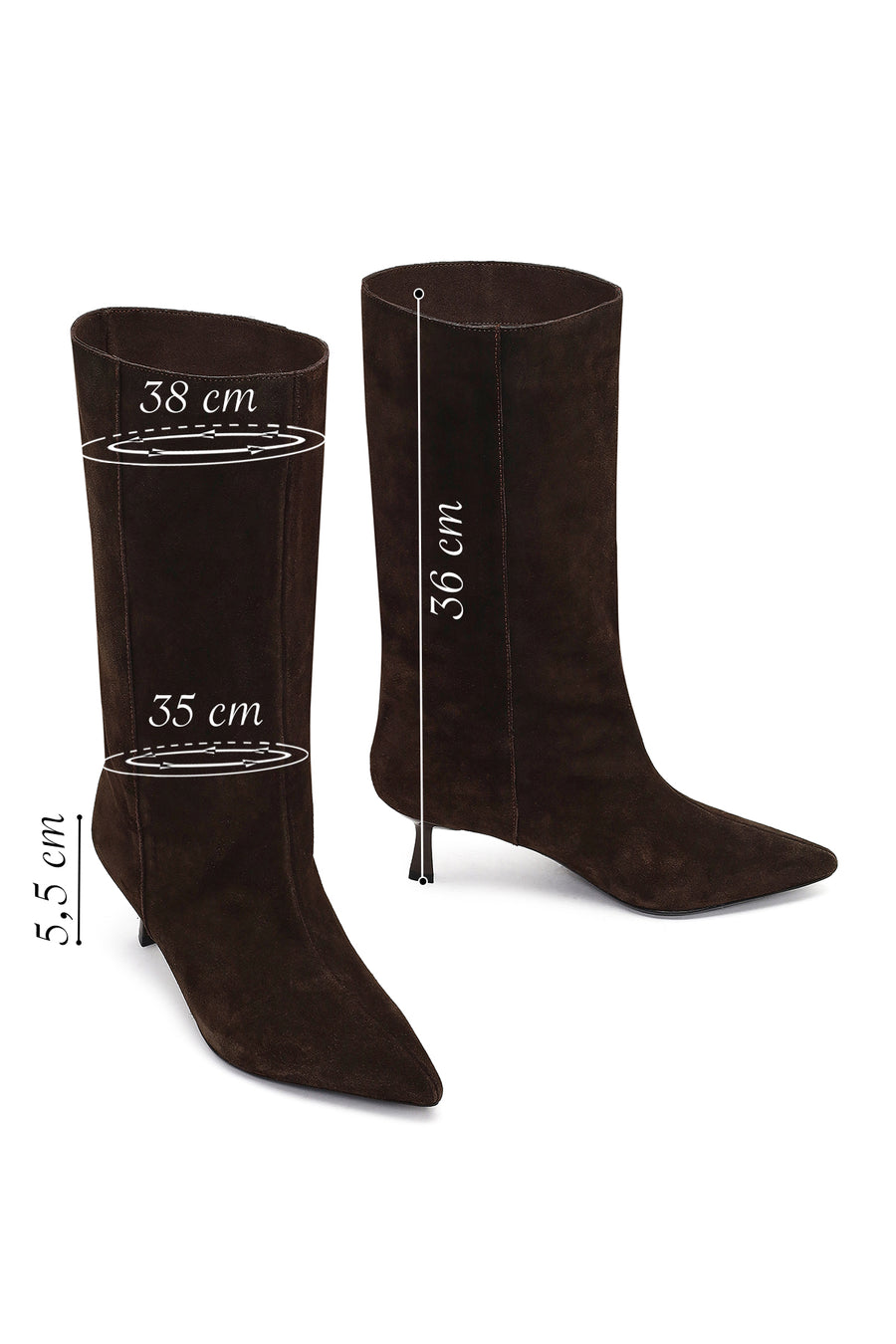 Women's Brown Thin Heeled Suede Leather Boot