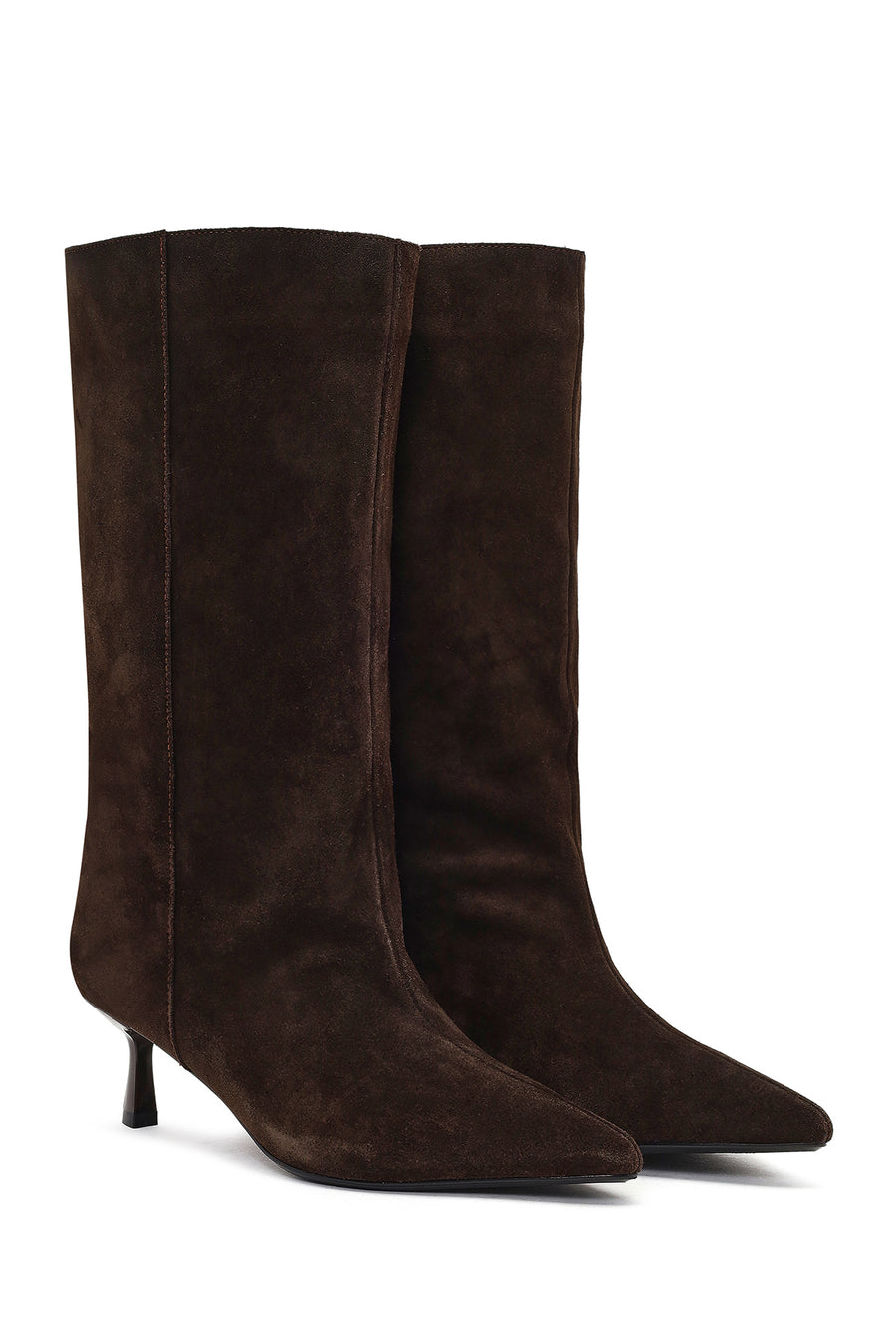 Women's Brown Thin Heeled Suede Leather Boot