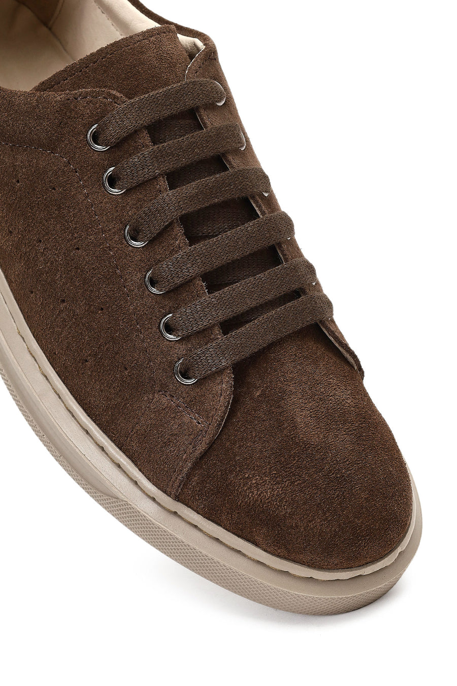 Kadın Kahverengi Bağcıklı Süet Deri Sneaker