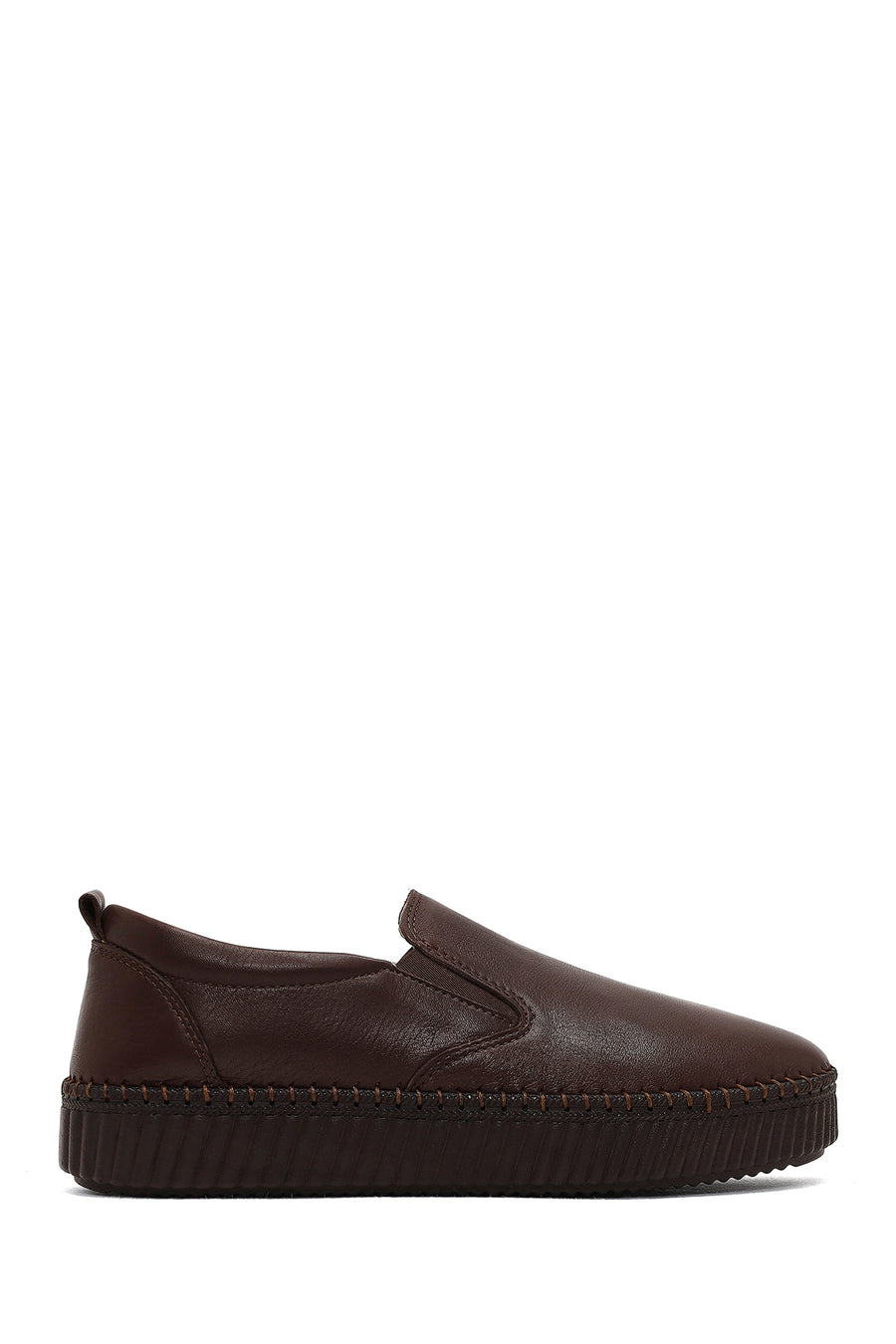 Women's Brown Thick-Soled Leather Comfort Shoe 25AFD501318 | Derimod
