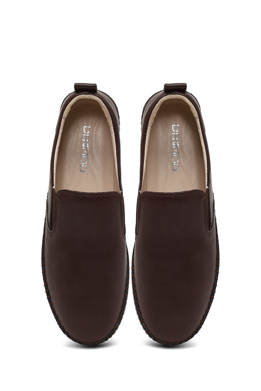 Women's Brown Thick-Soled Leather Comfort Shoe