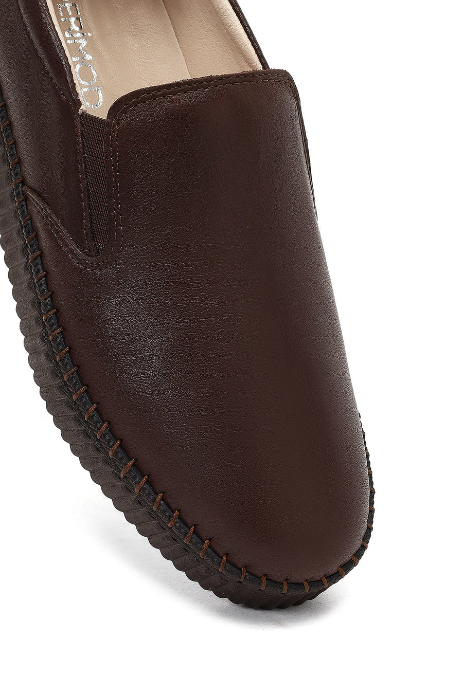 Women's Brown Thick-Soled Leather Comfort Shoe