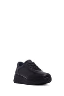 Kadın Siyah Bağcıklı Kalın Tabanlı Deri Sneaker | Derimod