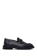 Kadın Siyah Tokalı Deri Maskülen Loafer | Derimod