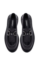 Kadın Siyah Tokalı Deri Maskülen Loafer | Derimod