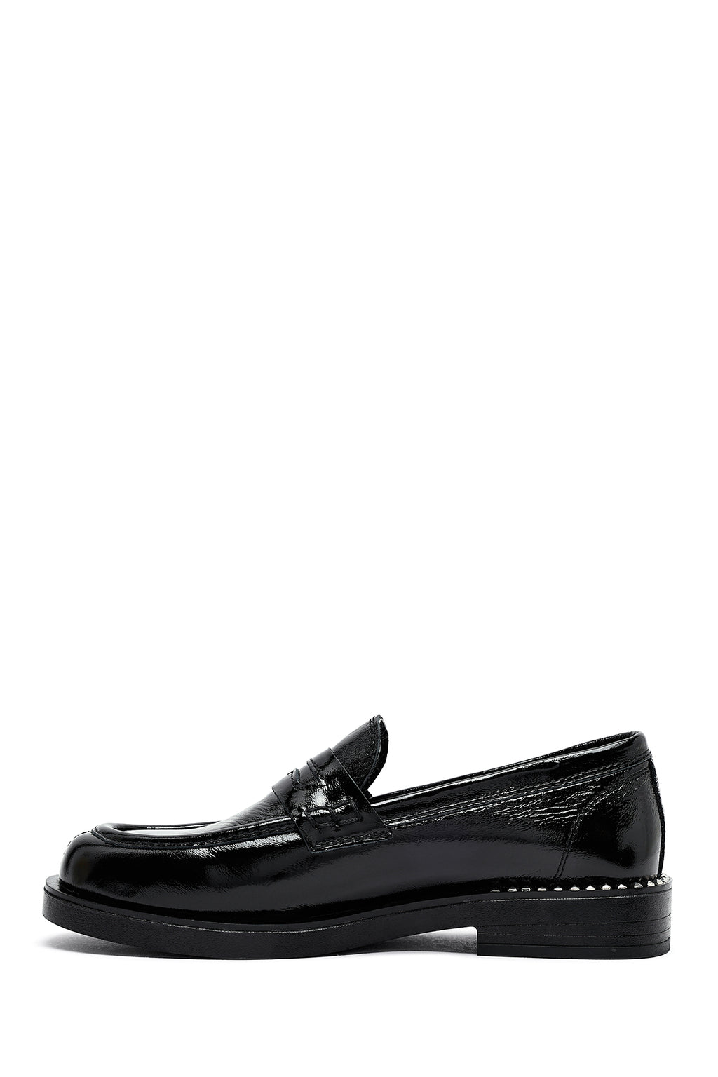 Kadın Siyah Rugan Deri Maskülen Loafer