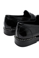 Kadın Siyah Rugan Deri Maskülen Loafer | Derimod