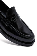 Kadın Siyah Rugan Deri Maskülen Loafer | Derimod